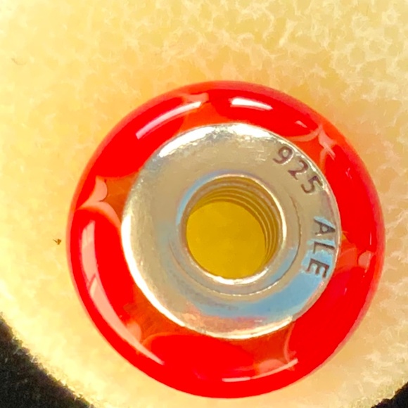 Authentic Pandora Sterling Silver & Red with Orange Murano Glass Charm - EUC! - Picture 2 of 3